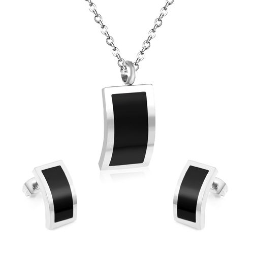 Luxusteel-Collier Et Boucles D'oreilles Vintage En Acier Inoxydable Pour Homme Et Femme, Ensemble De Bijoux De Dubaï Avec Pendentif En Coquillage Noir Et Blanc