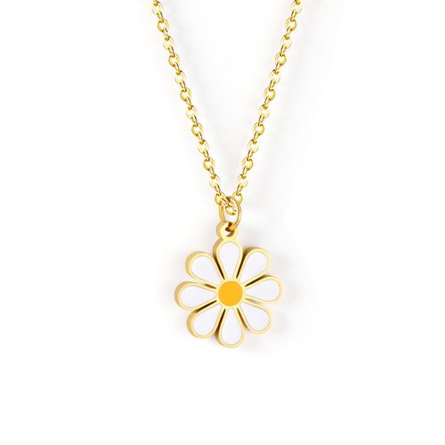 Luxusteel-Collier Pendentif Fleur Coquillage Acier Inoxydable, Accessoires Femme, Nouveau Style Chimel, Équipement Document Or