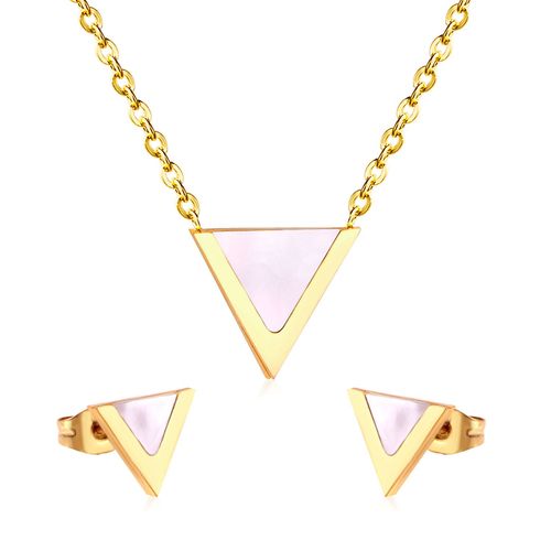Luxusteel-Collier Et Boucles D'oreilles Vintage En Acier Inoxydable Pour Homme Et Femme, Ensemble De Bijoux De Dubaï Avec Pendentif En Coquillage Noir Et Blanc