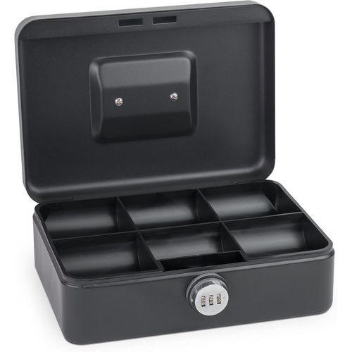 Caisse À Monnaie Avec Serrure À Combinaison, Serrure Extra Forte, 25 X 18 X 9cm, Large, Noir Safety Cash Box