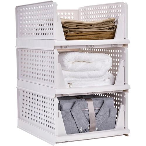 3 Pièces Organisateur de Placard Penderie, Boîte de Rangement Pliable, Organisateur de Placard Penderie Pour Tiroirs, Casiers, Penderies (Blanc)