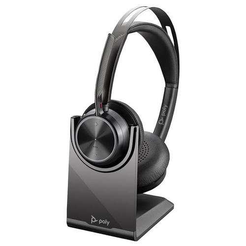 Poly Voyager Focus 2 - Micro-casque - sur-oreille - Bluetooth - sans fil, filaire - Suppresseur de bruit actif - USB-C via un adaptateur Bluetooth - noir