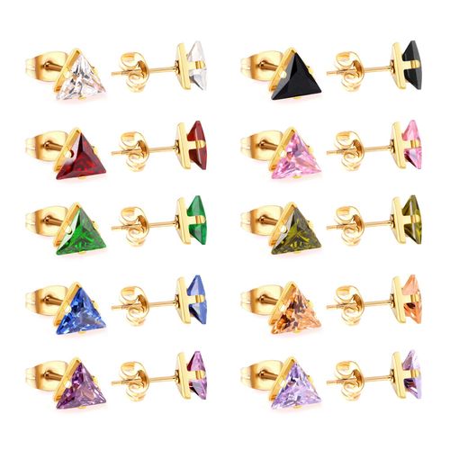 Luxsteel ? Boucles D'oreilles En Forme De Triangle Pour Bébé Fille, 10 Paires De Différentes Couleurs, Vente En Gros