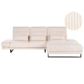 Canapé D'angle Ikast Velours Côtelé Beige Côté Gauche