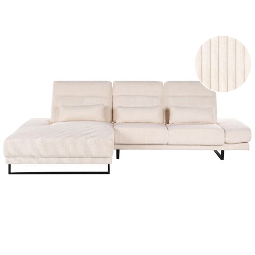 Canapé D'angle Ikast Velours Côtelé Beige Côté Droit