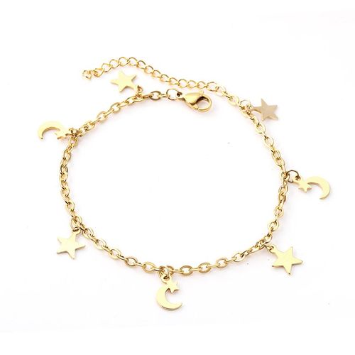 Luxusteel-Bracelet De Jambe En Acier Inoxydable Pour Femme, Bracelets De Cheville En Forme D'étoile, Cadeau De Plage D'été, Collier De Fête, Document Doré, Lien Rolo