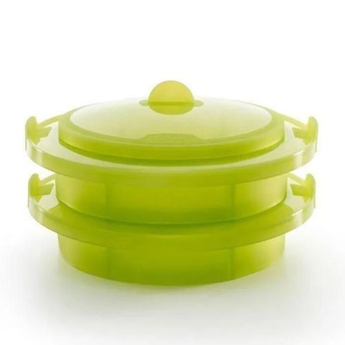 Cuit vapeur - Lékué - Pliable 2.5L - Silicone Platine Vert - Compatible lave-vaisselle - 1200ml