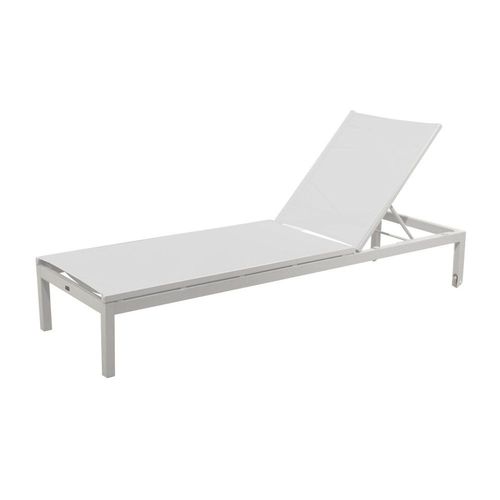Bain De Soleil Théma En Aluminium Avec Des Roues - Allonge En Tpep - Blanc/Blanc