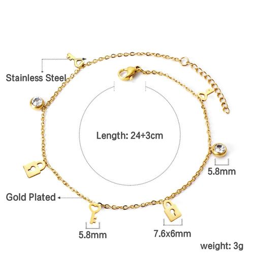 Luxusteel-Bracelets De Cheville À Breloques Main Hamsa Cristal Pour Femmes Et Filles, Bijoux De Vacances D'été En Acier Inoxydable, Document En Or, Jorinse, 23 + 5cm