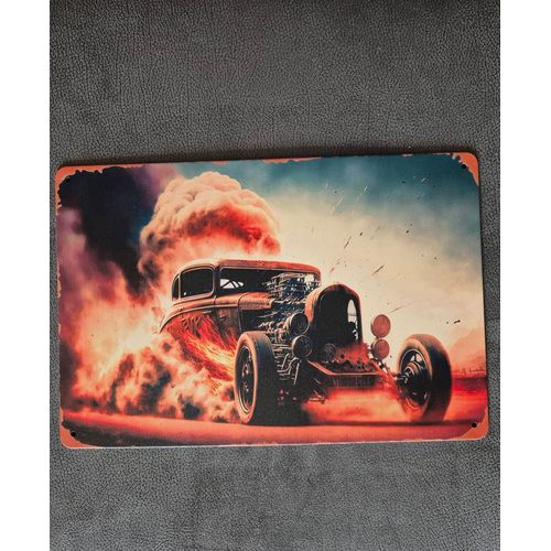 Plaque métallique décorative Hot Rod
