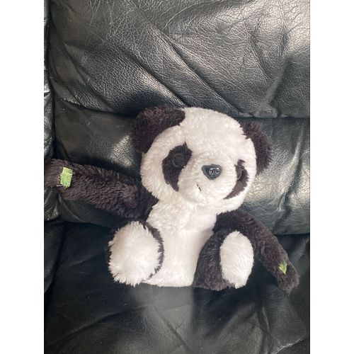 Doudou Peluche Panda Noir Et Blanc Vintage Scratch 19cm