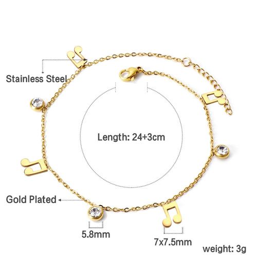 Luxusteel-Bracelets De Cheville À Breloques Main Hamsa Cristal Pour Femmes Et Filles, Bijoux De Vacances D'été En Acier Inoxydable, Document En Or, Jorinse, 23 + 5cm