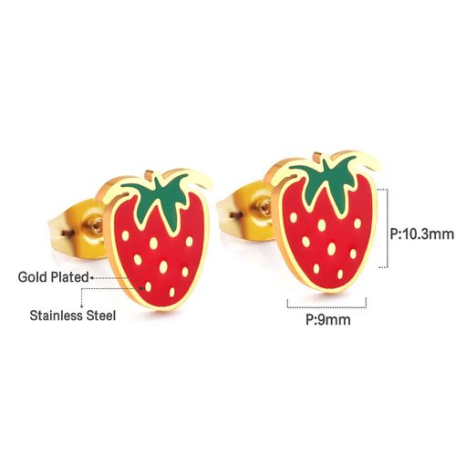 Luxusteel-Boucles D'oreilles Fruits Colorés Pour Petites Bol, Acier Inoxydable, Harvey Aubergine, Bijoux De Noël Pour Enfants