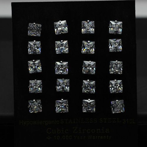 Luxusteel-Boucles D'oreilles À Tige En Cristal De Luxe Pour Hommes Et Femmes, Document Argenté, Acier Inoxydable, Carré, Cubique, Contre-Indiqué, Bijoux Fantaisie, 3mm-10mm