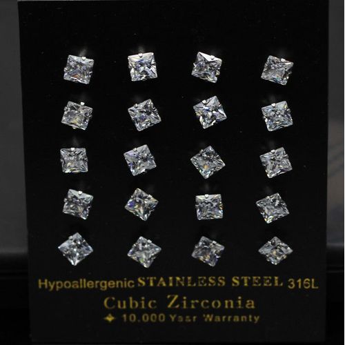 Luxusteel-Boucles D'oreilles À Tige En Cristal De Luxe Pour Hommes Et Femmes, Document Argenté, Acier Inoxydable, Carré, Cubique, Contre-Indiqué, Bijoux Fantaisie, 3mm-10mm