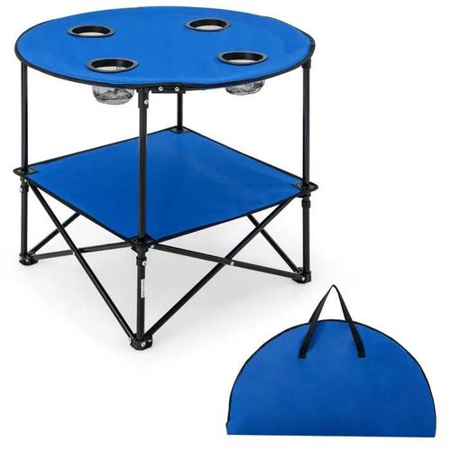 Costway Table De Camping Pliable À 2 Niveaux, Porte-Gobelets, Sac De Transport, Table De Pique-Nique Portable Pour Barbecue Voyage