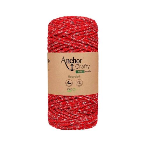 Corde De Coton Recyclé Macramé Anchor Crafty Fine Metallic - 250gr - Anchor Rouge