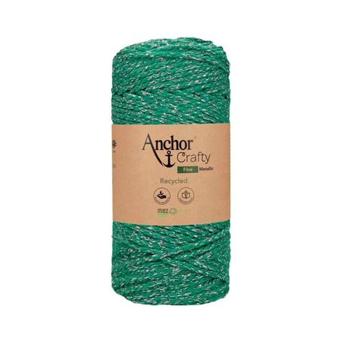 Corde De Coton Recyclé Macramé Anchor Crafty Fine Metallic - 250gr - Anchor Vert