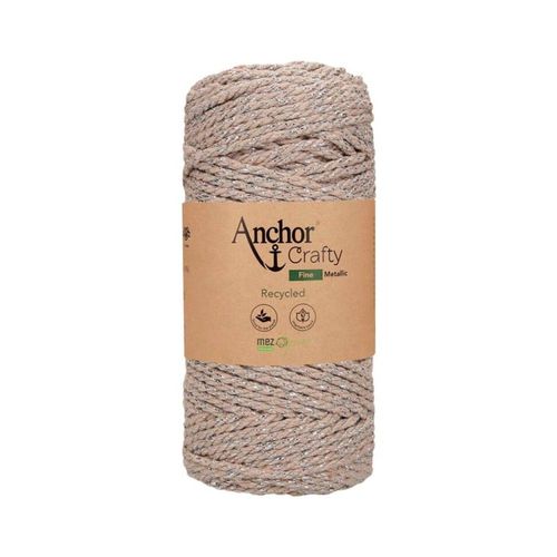 Corde De Coton Recyclé Macramé Anchor Crafty Fine Metallic - 250gr - Anchor Beige Marron