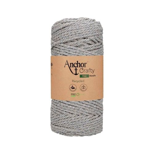 Corde De Coton Recyclé Macramé Anchor Crafty Fine Metallic - 250gr - Anchor Gris