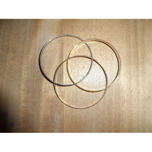 3 Bracelets Métal Entrelacés Doré Et Argenté