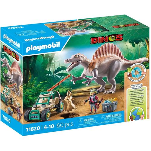 Playmobil Dinos 71820 - Spinosaure, Chercheur Et Véhicule À Grue Pivotante