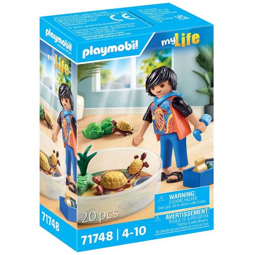 Playmobil My Life 71748 - Garçon Avec Famille De Tortues Dans Un Terrarium