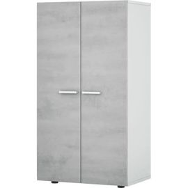Meuble D'entrée - Meuble A Chaussure - 2 Portes - Décor Effet Béton - L55 X P36 X H103 Cm - Star