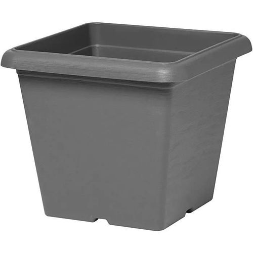 Pot De Fleurs Carré - Garden Id - Teramo Noir-Anthracite - 40 X 35 Cm - Résistant Aux Rayures - Effet Pierre - Avec Trous