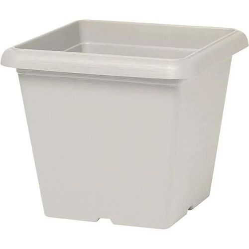 Pot De Fleurs Carré - Garden Id - Teramo White Stone - 40 X 35 Cm - Résistant Aux Rayures - Effet Pierre - Avec Trous