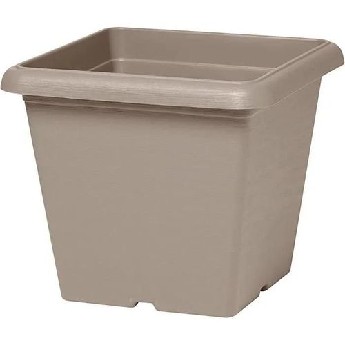Pot De Fleurs Carré - Garden Id - Teramo Taupe - 40 X 35 Cm - Résistant Aux Rayures - Effet Pierre - Avec Trous