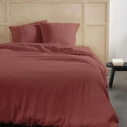 Parure De Lit - Today - 123671 - 2 Personnes - 260x240cm - Gaze De Coton Unie - Terracotta