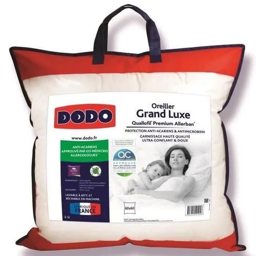 Dodo Oreiller Grand Luxe Quallofil Allerban - 60 X 60 Cm - Blanc