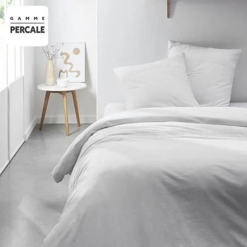 Housse De Couette Maison Lefebvre Hc Macrame Coton Percale 220x240 Cm + 2 To 63x63