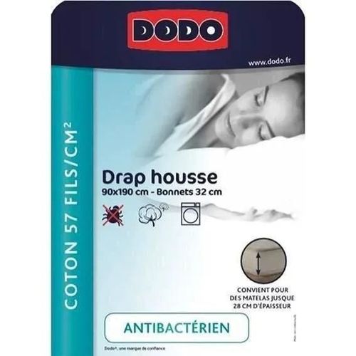 Drap Housse Dodo - Antibacteriens - Taupe - 90x190 Cm - Bonnet 32 Cm