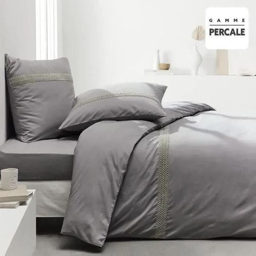 Housse De Couette Maison Lefebvre Hc Macrame Coton Percale 220x240 Cm + 2 To 63x63