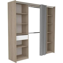 Ekipa - Kit Dressing - 2 Colonnes - 1 Tiroirs - 10 Étageres - Décor Chene Dakota Blanc - 198 X 200,3 X 50 Cm - Garance