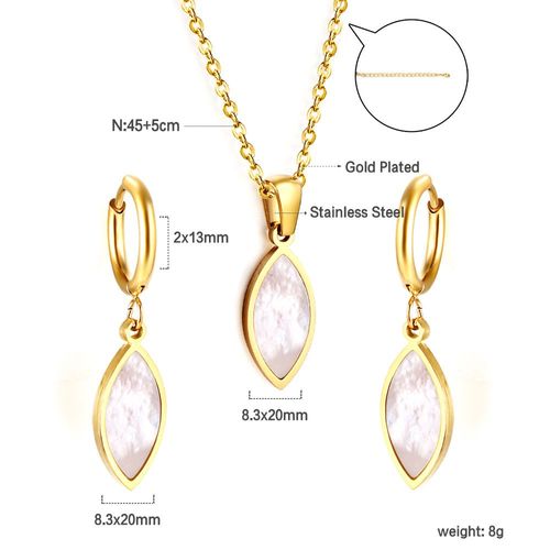 Luxusteel-Ensemble Collier Et Boucles D'oreilles Pendentif Étoile De Mer Pour Hommes Et Femmes, Acier Inoxydable, Coquillage Blanc, Carré, Ensembles De Bijoux À La Mode, Cadeaux