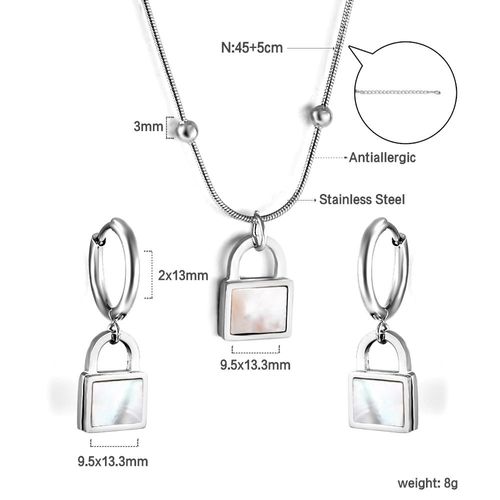 Luxusteel-Ensemble Collier Et Boucles D'oreilles Pendentif Étoile De Mer Pour Hommes Et Femmes, Acier Inoxydable, Coquillage Blanc, Carré, Ensembles De Bijoux À La Mode, Cadeaux