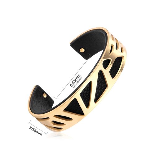 Luxusteel-Bracelets Manchette En Cuir Et Métal Pour Hommes Et Femmes, Acier Inoxydable, Bracelet À Rayures Roses, Rétro Punk, Documents Dorés, Accessoires Féminins