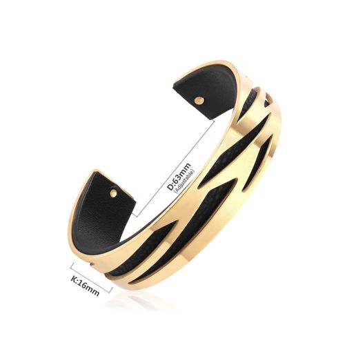 Luxusteel-Bracelets Manchette En Cuir Et Métal Pour Hommes Et Femmes, Acier Inoxydable, Bracelet À Rayures Roses, Rétro Punk, Documents Dorés, Accessoires Féminins