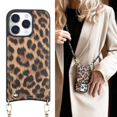 Selencia Coque Arrière Avec Cordon Et Porte-Cartes Nova Iphone 16 Pro Leopard