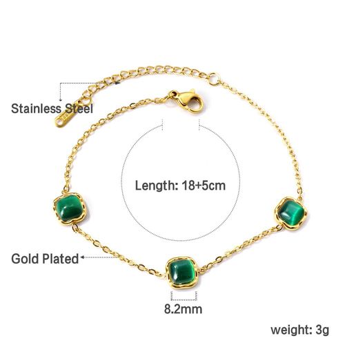 Luxusteel-Bracelets En Acier Inoxydable Pour Femme, Oeil Vert Noir Et Blanc, Bracelet En Pierre De Cristal, Élégant, Cubique, Contre-Indiqué