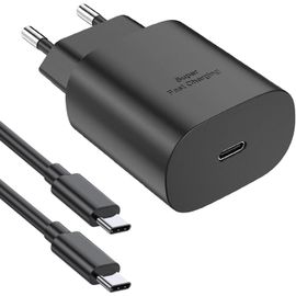 Chargeur Noir Rapide 25w + Cable Usb C Pour Samsung S25 / S25 Plus / S25 Ultra / S24 Fe / Z Flip 6 / A16 / A36 / A56 - Little Boutik®