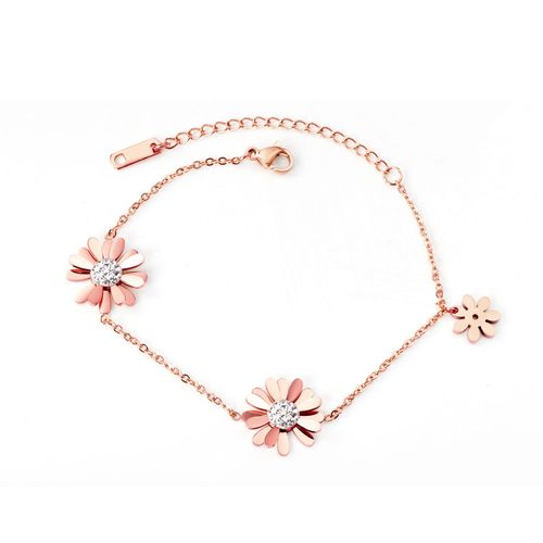 Bracelet En Acier Inoxydable En Forme De Fleur Pour Femme, Collier De Luxe, Nouvelle Mode, Chaînes De Couleur Or Rose, Fête