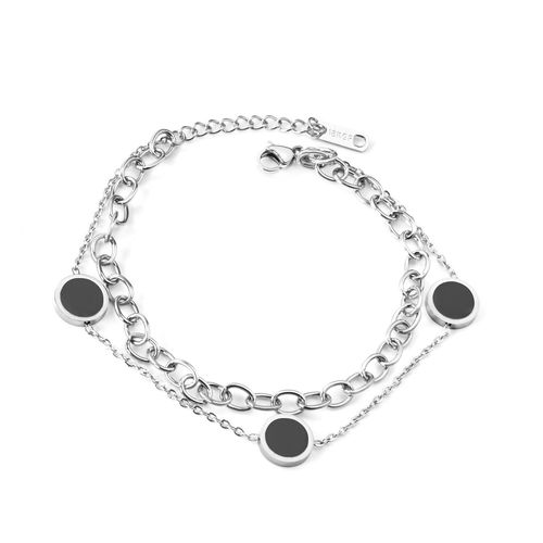 Luxusteel-Bracelets Coquillage Rond En Acier Inoxydable Pour Femme, Bijoux À Double Couche Avec Document Localité