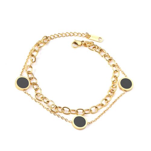 Luxusteel-Bracelets Coquillage Rond En Acier Inoxydable Pour Femme, Bijoux À Double Couche Avec Document Localité
