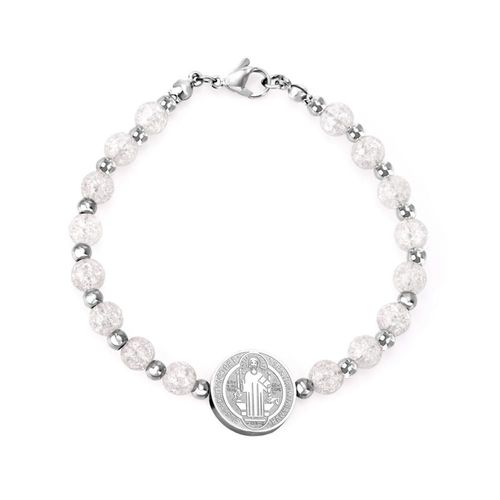 Luxusteel-Bracelets En Perles De Cristal Blanc Pour Femmes, Bracelets Ronds En Acier Inoxydable, Accessoires De Fête, Vente En Gros