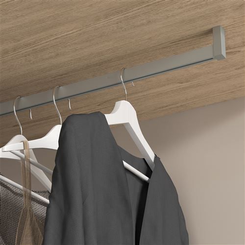 Lot de 2 rails de penderie Luxe - 0-75 m de long - Aluminium et Plastique- Peint gris pierre