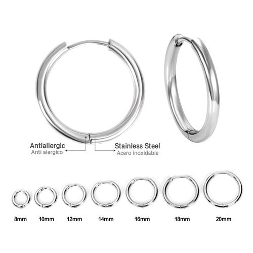 Luxsteel-Boucles D'oreilles Créoles Épaisses En Acier Inoxydable Pour Hommes Et Femmes, 8-20mm, Document Doré, Miami, Cercle Rond, Cartilage D'oreille, Bijoux Piercing
